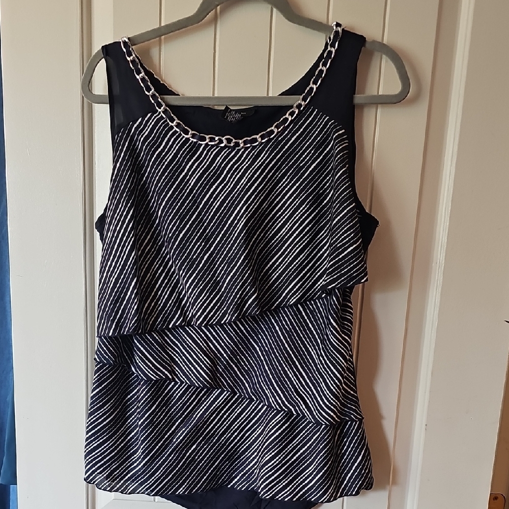 Alfani Black and White Tiered Tank Top